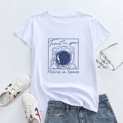 亚马逊 wish ebay跨境爆款欧美女装flying in space纯棉短袖t恤女